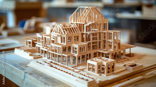 Concept of an idea in construction showing building blocks, sketches, and light effects symbolizing innovation creativity development and the process of turning concepts into reality