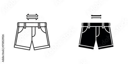 Vector art of icon of shorts with adjustable waist, representing clothing alteration and customization