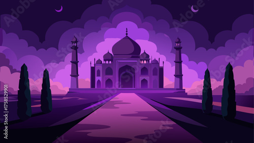 Taj mahal under the moonlight landscape