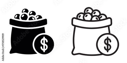 Vector art of icon of bag of money, representing wealth, investment, and financial prosperity