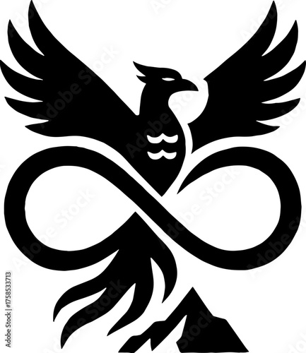 Phoenix wings forming infinity symbol - eternal life concept vector with white background 