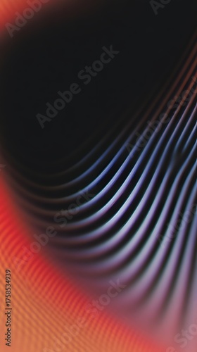 Curved parallel lines in dark and colorful abstract pattern.