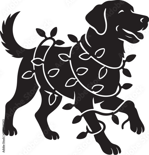 labrador_christmas_lights_vector.eps