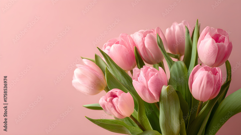 Obraz premium Pink tulip bouquet celebrating spring against soft background