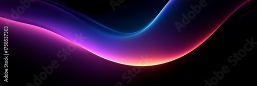 Abstract flowing neon wave in vibrant purple, blue, and pink gradient on a deep black background