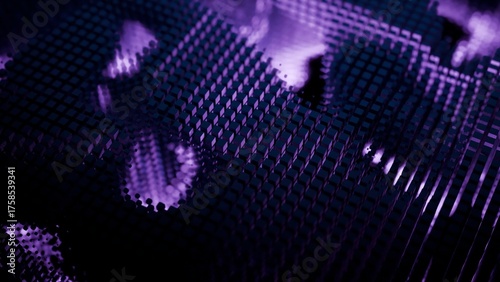Purple wavy surface generating from small cubes. Design