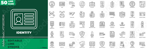 Identity Line Editable Icons set. Vector illustration in modern thin line style of identity icons: identification, id, person, etc