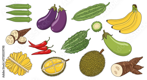 Diverse Array of Fresh Vegetables and Fruits A Colorful Vector Illustration for Healthy Eating