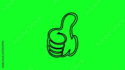 Thumbs Up Icon: a simple thumbs up icon animation, set against a vibrant green backdrop, representing positive approval and endorsement. 