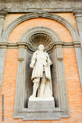 View of a sculpture in the Royal Palace in Naples, Campania, Italy