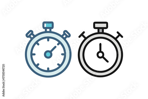 Two stopwatch icons one colored and one outline side by side