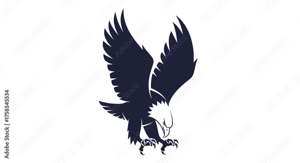 Fototapeta premium Vigorous and detailed vector illustration of an eagle in a powerful stance, wings poised for action, representing strength, liberty, and sharp vision in a clean graphic style
