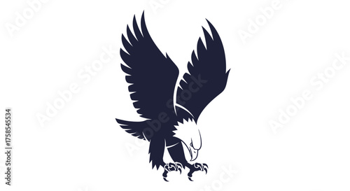 Vigorous and detailed vector illustration of an eagle in a powerful stance, wings poised for action, representing strength, liberty, and sharp vision in a clean graphic style