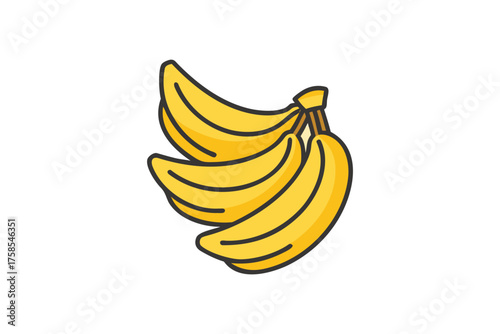 A colorful illustration of a bunch of ripe yellow bananas