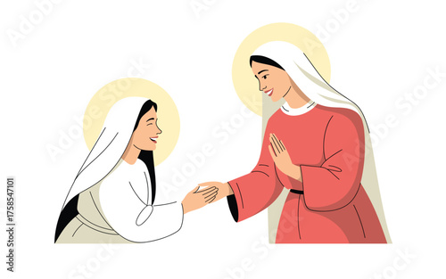 The visitation of mary and elizabeth, a biblical scene depicting the meeting between two women, symbolizing faith and family