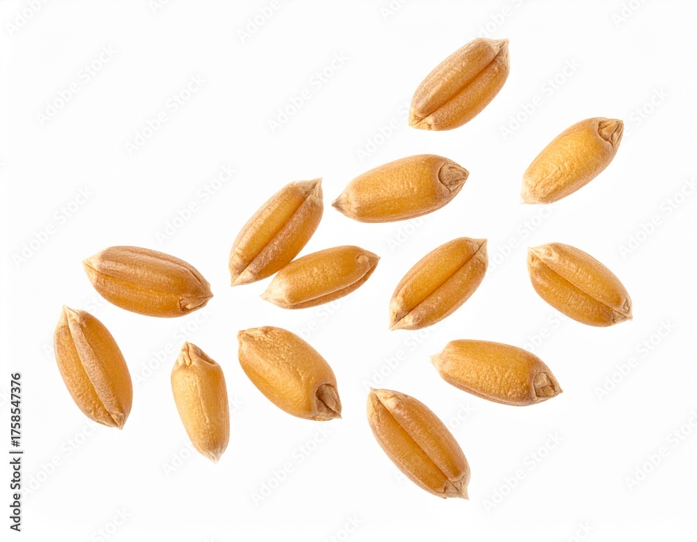 Obraz premium wheat grains isolated on white background. top view