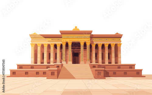Ancient egyptian temple with majestic columns and steps, a historical architectural marvel representing pharaohs and gods
