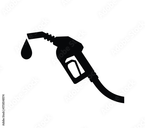 Fuel dispensing nozzle with dripping liquid silhouette vector illustration for eps format silhouette vector illustration white background