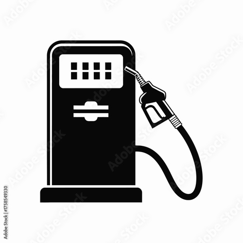 Minimalist vector illustration of a gas station fuel pump iconic design scalable eps graphic silhouette vector illustration white background