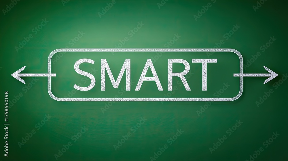 Obraz premium Creative chalkboard illustration emphasizing the word 'SMART' with arrow designs, suitable for educational or motivational contexts