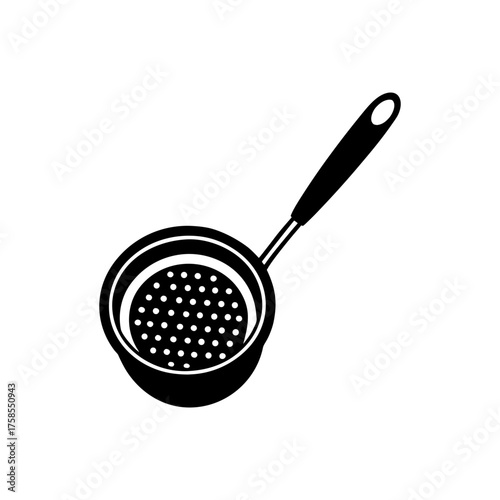 Black skimmer kitchen tool isolated on transparent background silhouette