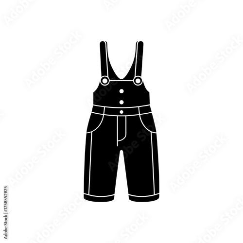 Illustration of black overalls on transparent background silhouette