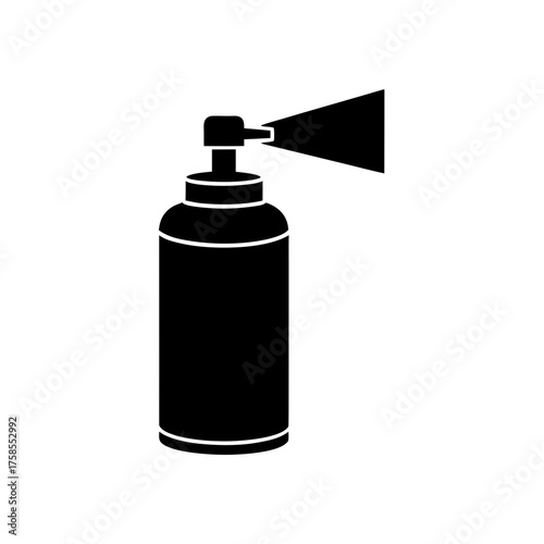 Aerosol spray can black silhouette on transparent background