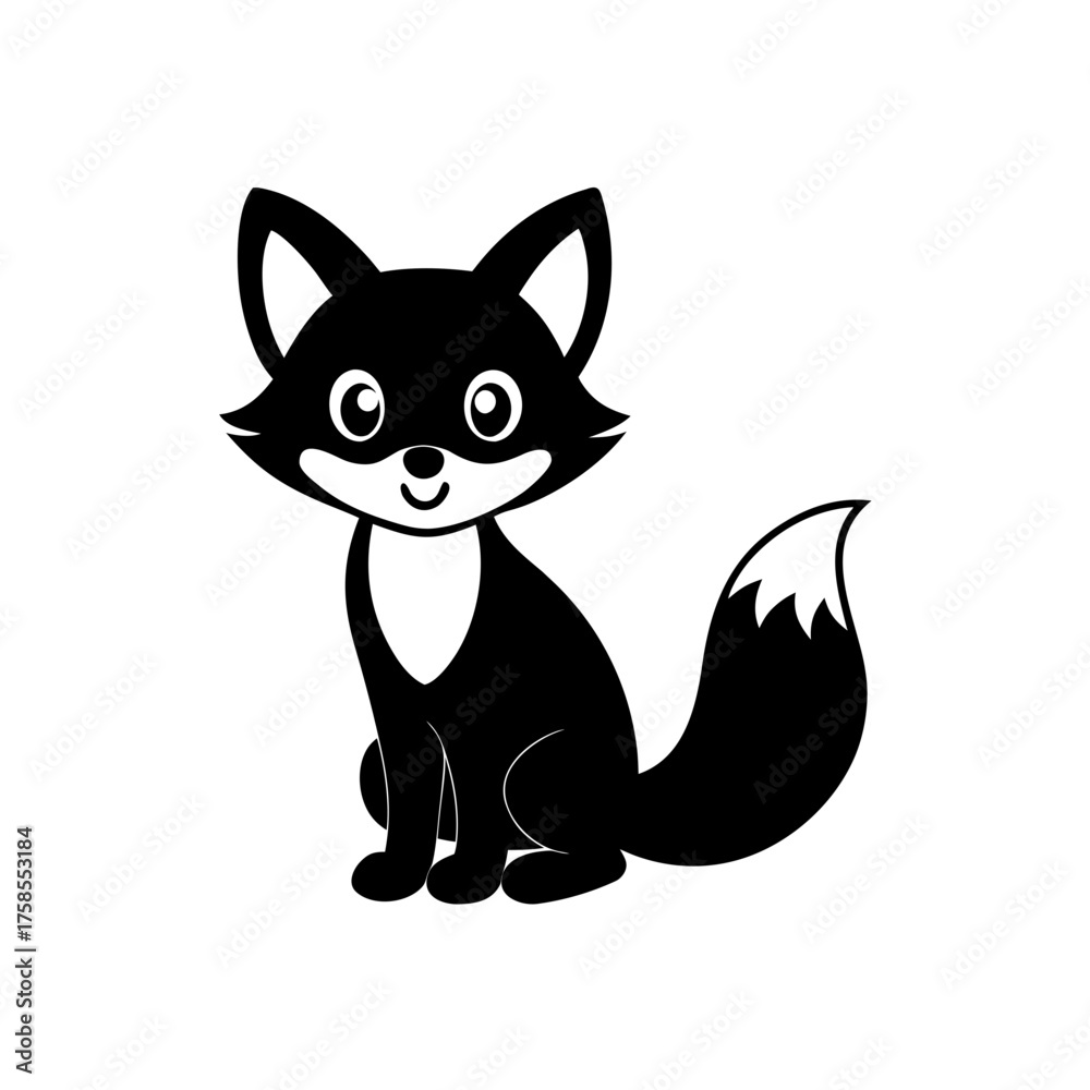 Obraz premium Illustration of a black fox icon on transparent background silhouette