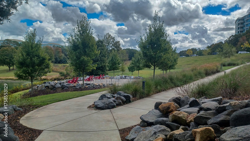 Urban Park and Modern Buildings