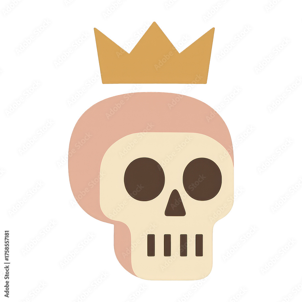 Fototapeta premium PNG Minimalist crowned skull illustration.