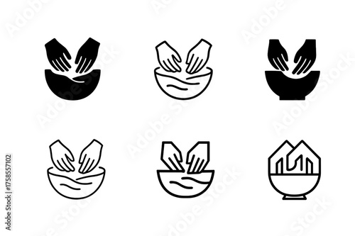 Family Cooking Emblems. Family cooking together. Set Logo of Home life: mixing bowl with hands icon. harmonious logo variations of the same emblematic concept,