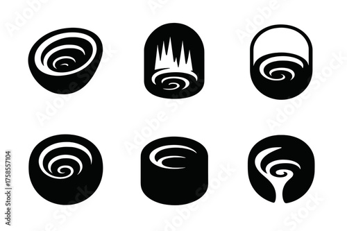 Symbolic Pits of Sorrow. Cavernous pits filled with despair. Set Logo of Conceptual art: symbolic pit of sorrow. harmonious logo variations of the same