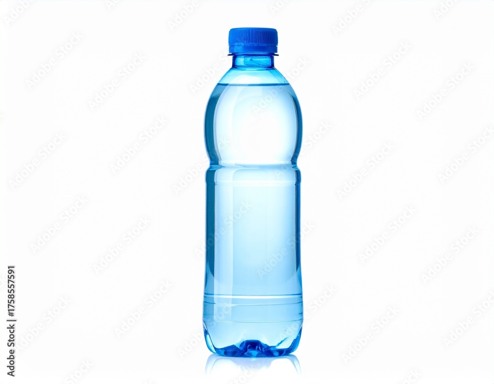 Fototapeta premium A light blue transparent plastic water bottle drinking mockup isolated on a white