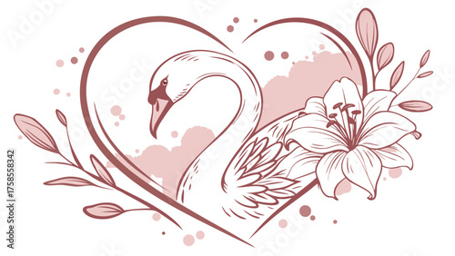 Romantic pink watercolor splash forming a heart shape
