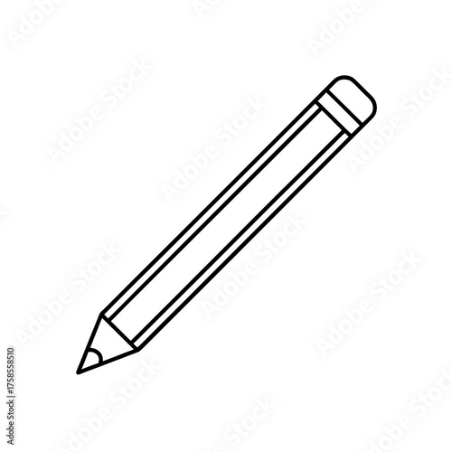 Simple line drawing of a pencil tool on transparent background