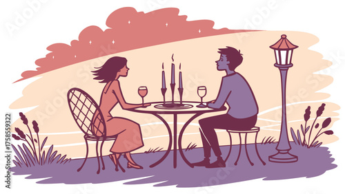 Romantic watercolor candlelight illustration
