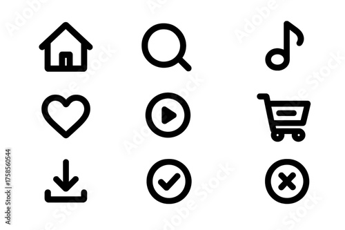 Uniform Icons Grid. in a ? grid ( per row).Uniform icon size.No text.Transparent background.Isolated layout.