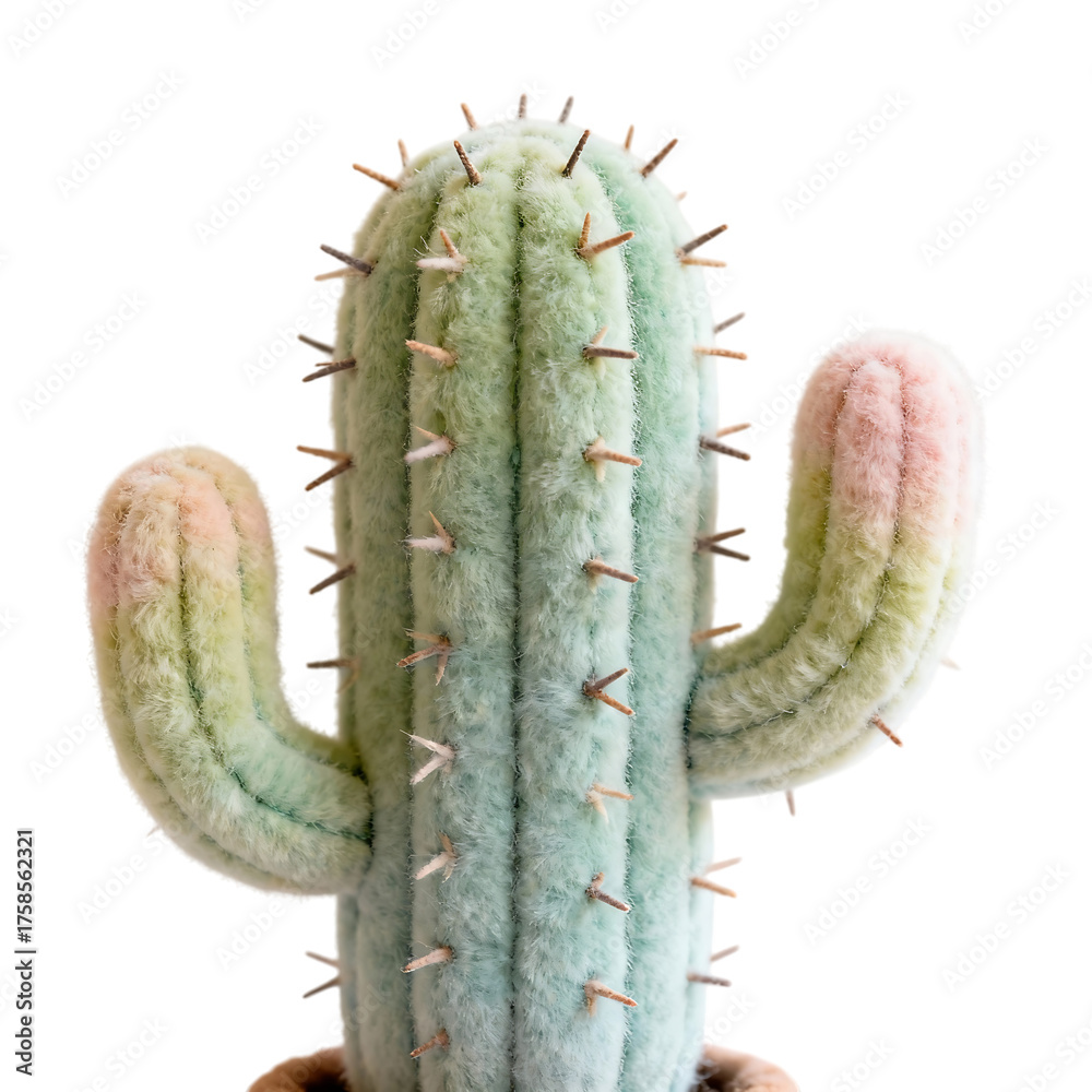 Naklejka premium Green cactus with pink tips isolated on transparent background