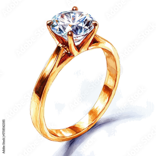 Halo Ring, watercolor drawing vector, isolated on a white background.