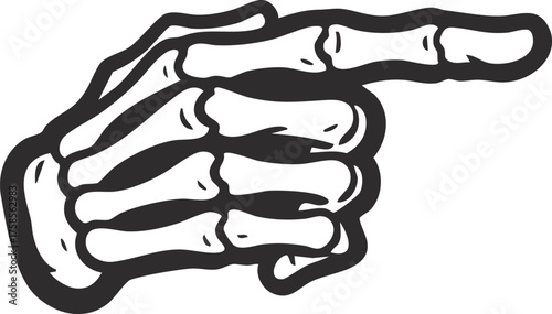 vector illustration of a skeleton hand pointing