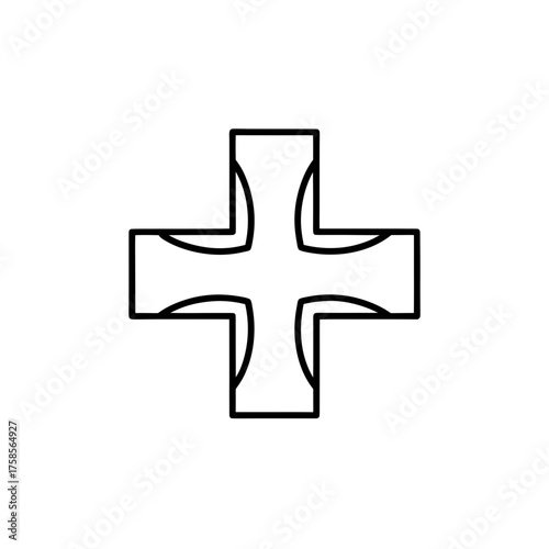 Simple outline of a templar cross on transparent background