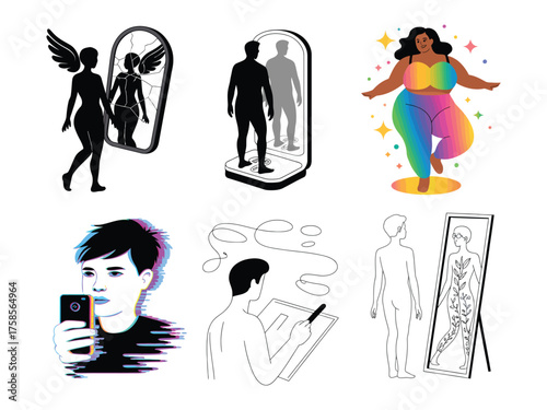 Diverse Individuals Exploring Self Image and Identity Through Reflection and Technology