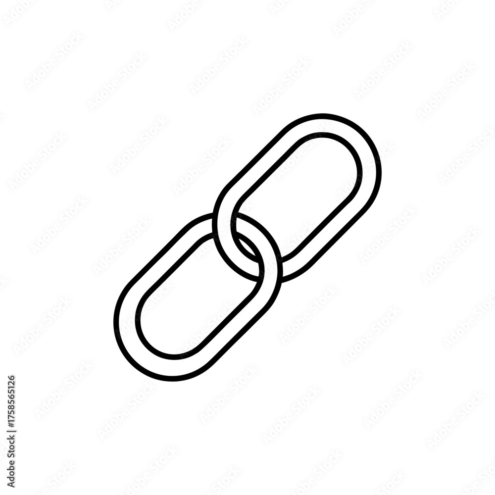 Fototapeta premium Two linked chain links illustration on transparent background