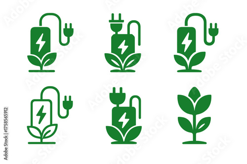 Technology and Nature Logos. Daily life with technology and gadgets. Set Logo of Daily life with technology and gadgets: charging station. harmonious logo