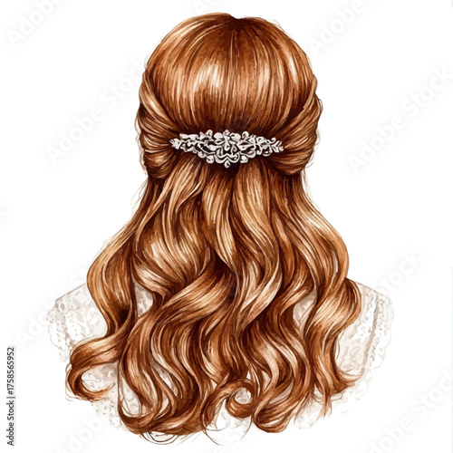 watercolor vector of Hair Clip, isolated on a white background.