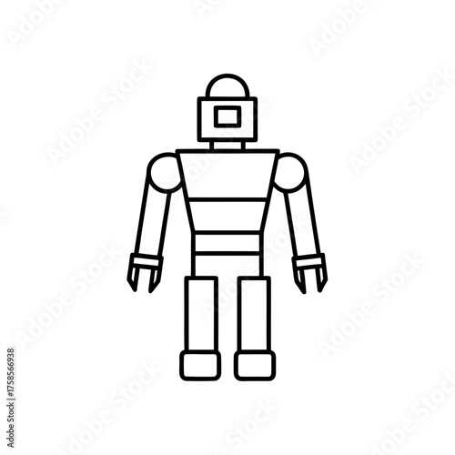 Simple outline drawing of a robot on transparent background