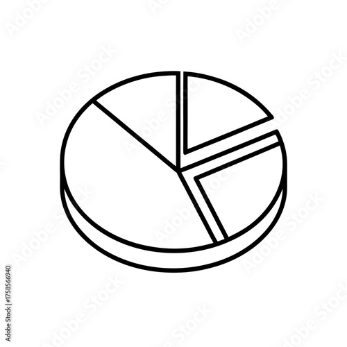 Outline circular pie chart graphic on transparent background