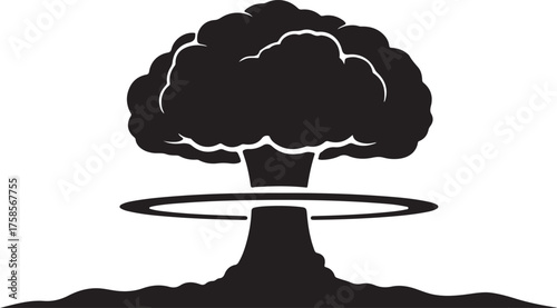 Iconic Black and White Mushroom Cloud Explosion Symbol