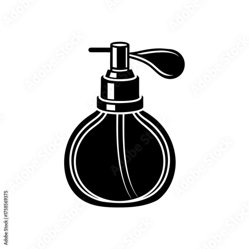 Stylized perfume bottle illustration on transparent background silhouette