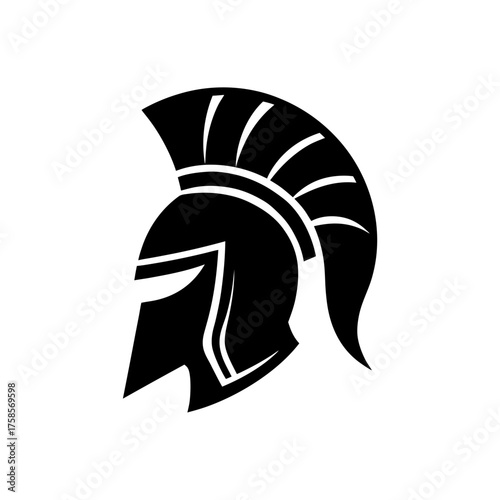 Illustration of a spartan helmet on transparent background silhouette